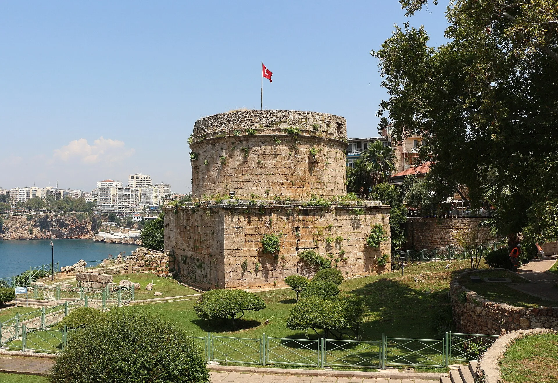Hıdırlık Tower at the edge of Karaalioğlu Park, Antalya